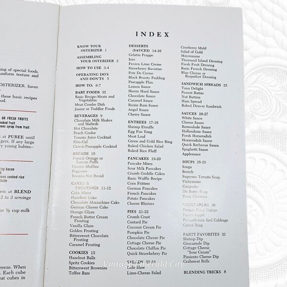 Oster Osterizer Blender Spin Cookery Cookbook Recipes Book Cooking Food Booklet - Picture 3 of 8